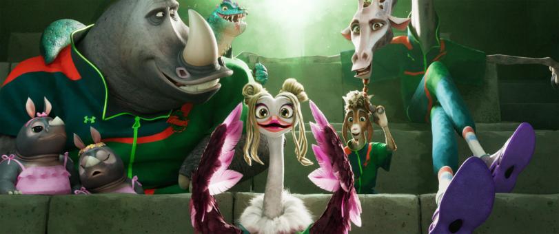 Archie avec ses filles, Modo, Olivia, Will et Lenny dans GOAT – Rêver plus haut de Sony Pictures. © 2025 CTMG, Inc. Tous droits réservés.